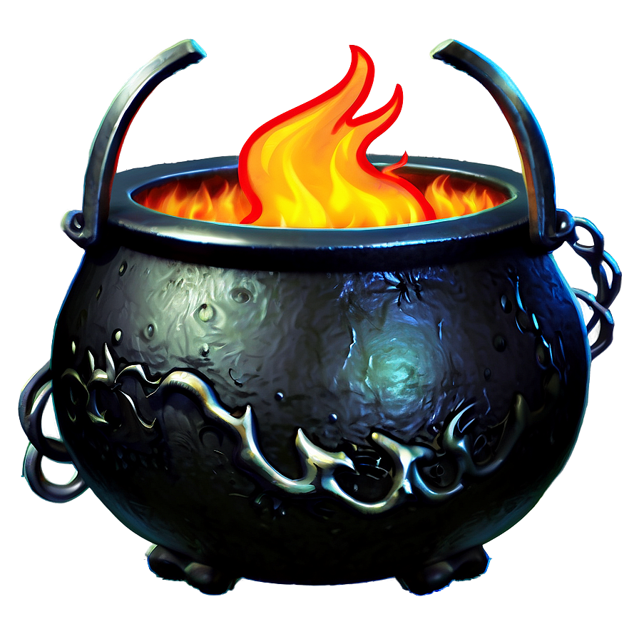 Witch Cauldron With Flames Png Cdm87 PNG Image