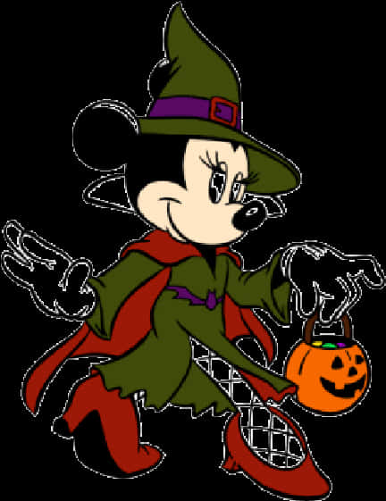 Witchy Minnie Mouse Halloween Costume PNG Image