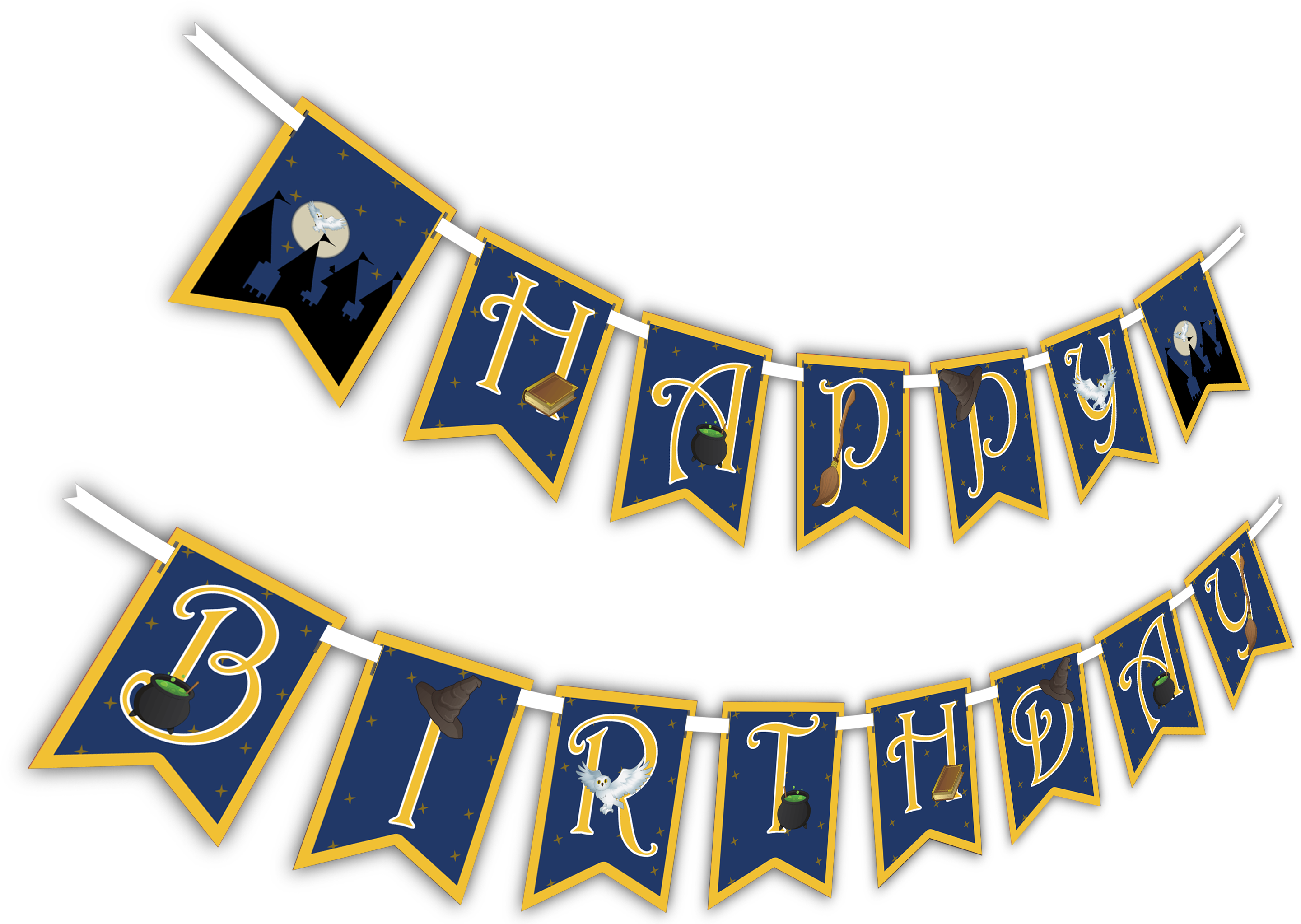 Wizard Themed Happy Birthday Banner PNG Image