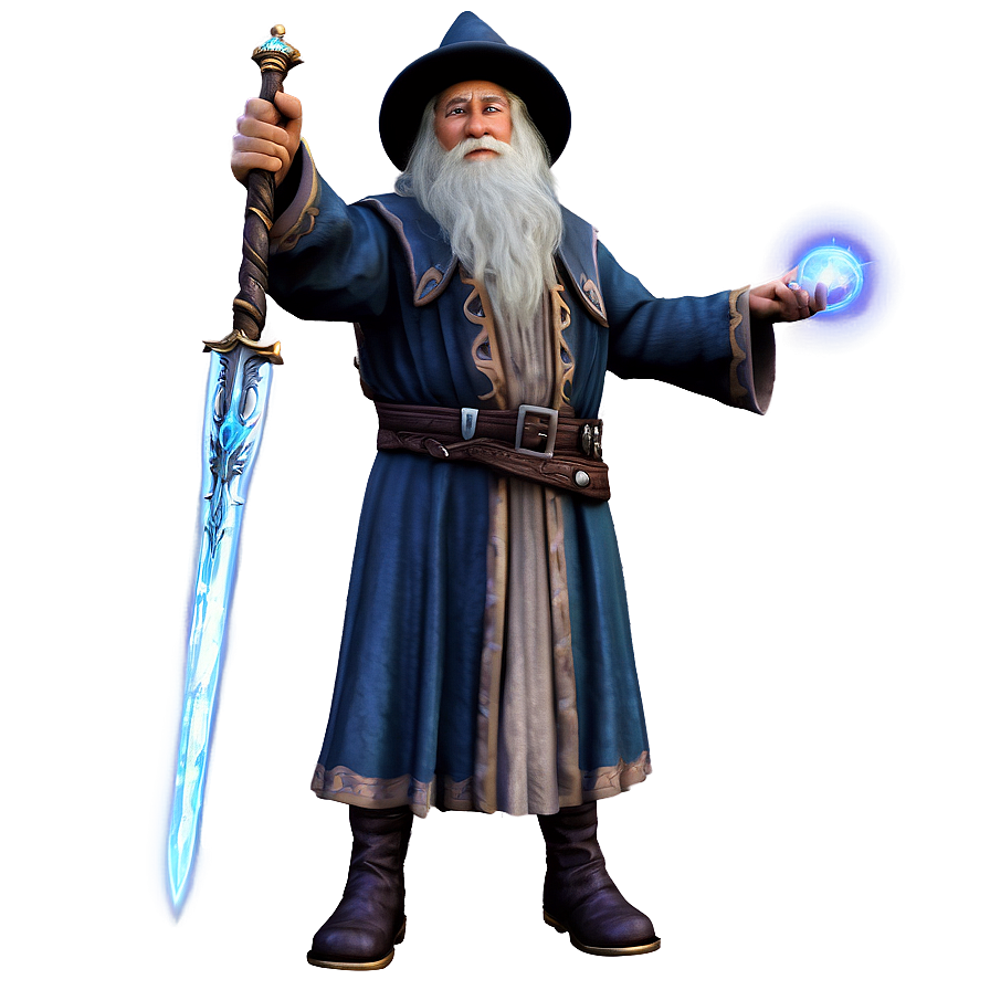 Wizard With Enchanted Sword Png 06112024 PNG Image