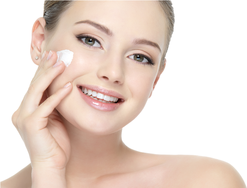 Woman Applying Facial Cream PNG Image