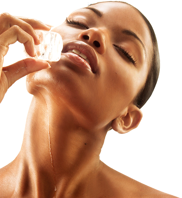 Woman_ Applying_ Facial_ Ice_ Treatment PNG Image