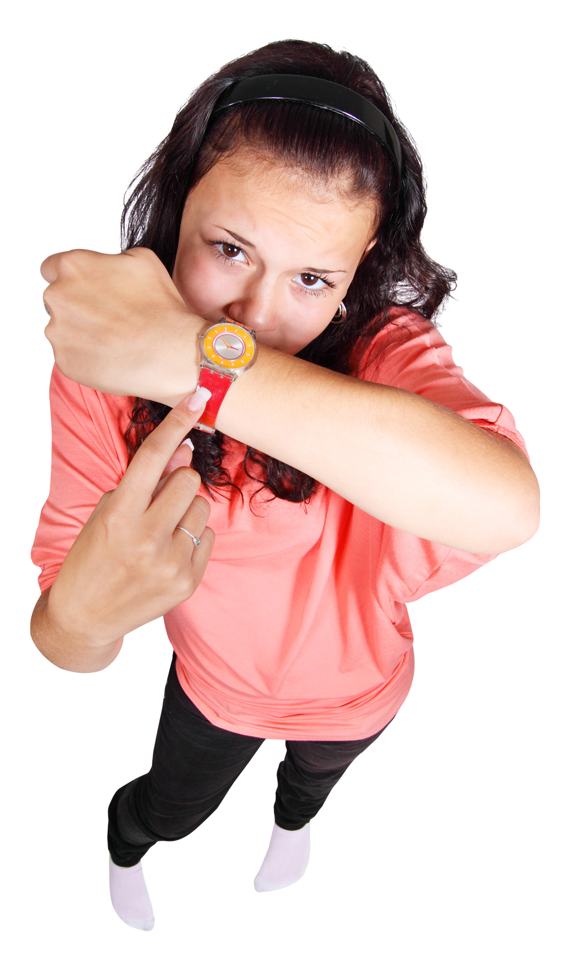 Woman Checking Timeon Wristwatch PNG Image