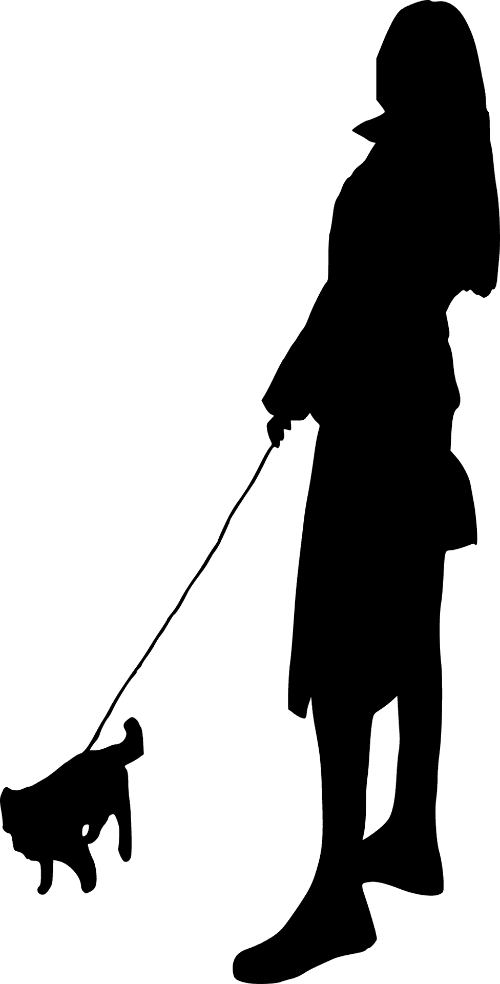 Woman Dog Silhouette Walking PNG Image