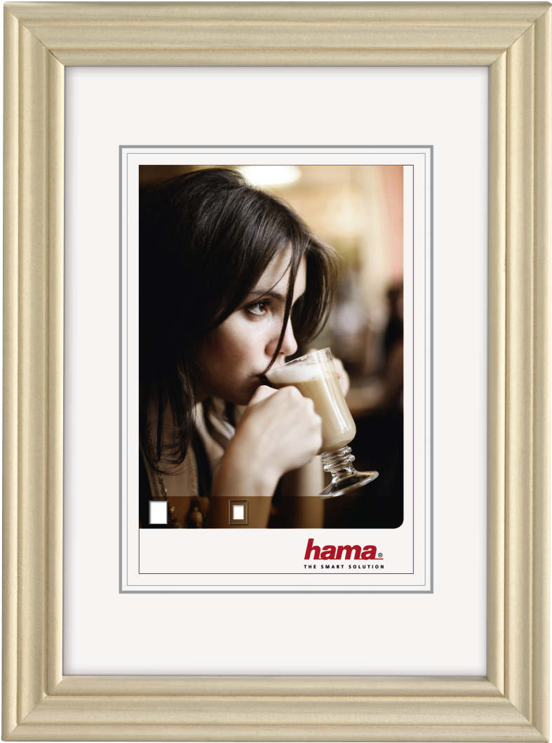 Woman Drinking Coffeein Wooden Frame PNG Image