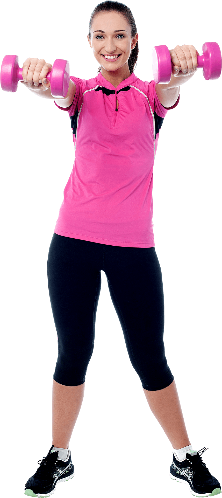 Woman Exercisingwith Dumbbells Fitness Workout PNG Image