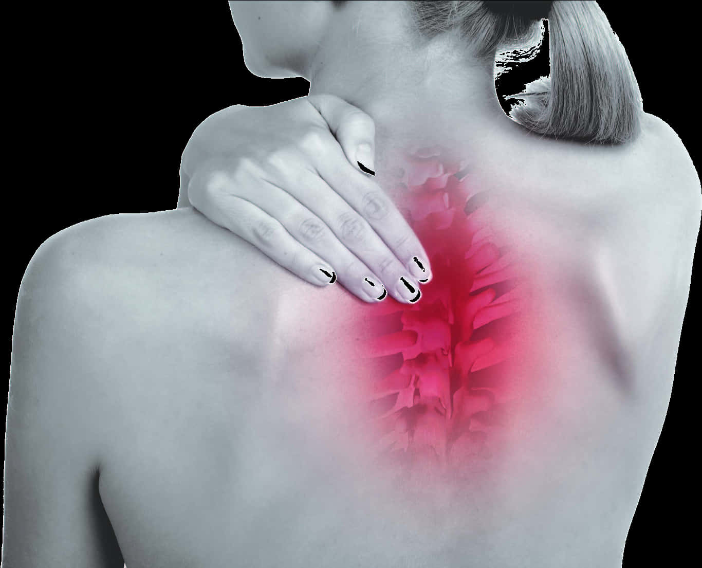 Woman Experiencing Shoulder Pain PNG Image