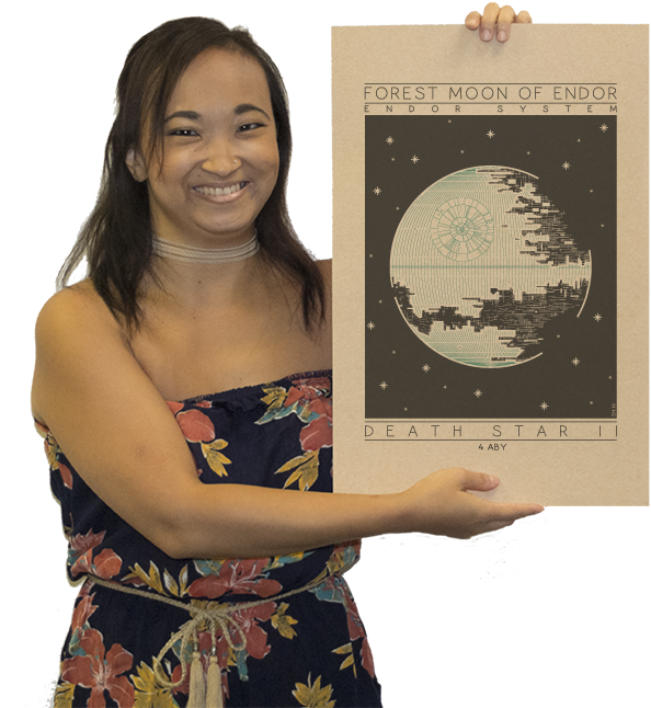 Woman Holding Death Star Poster PNG Image