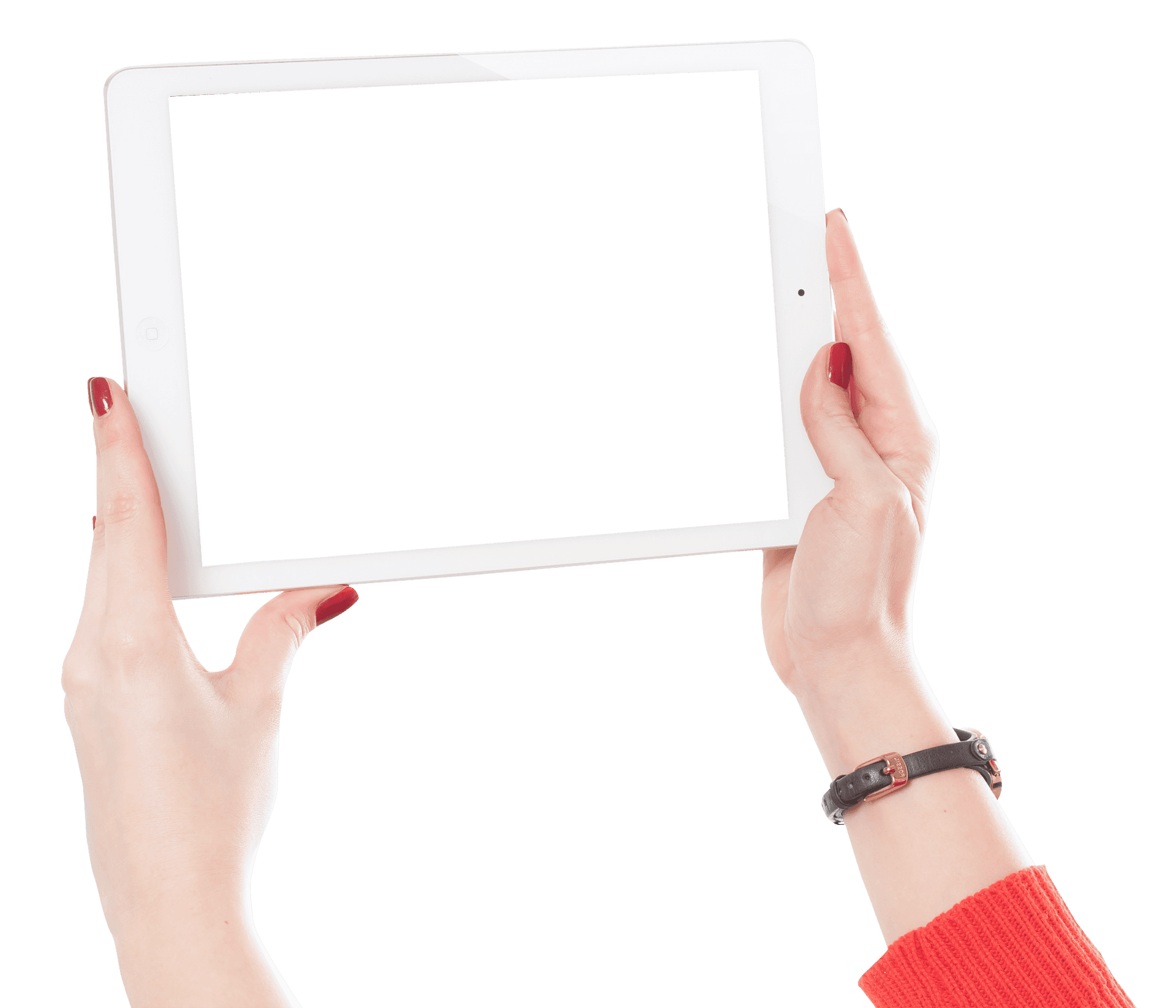 Woman_ Holding_ Tablet_ Frame PNG Image