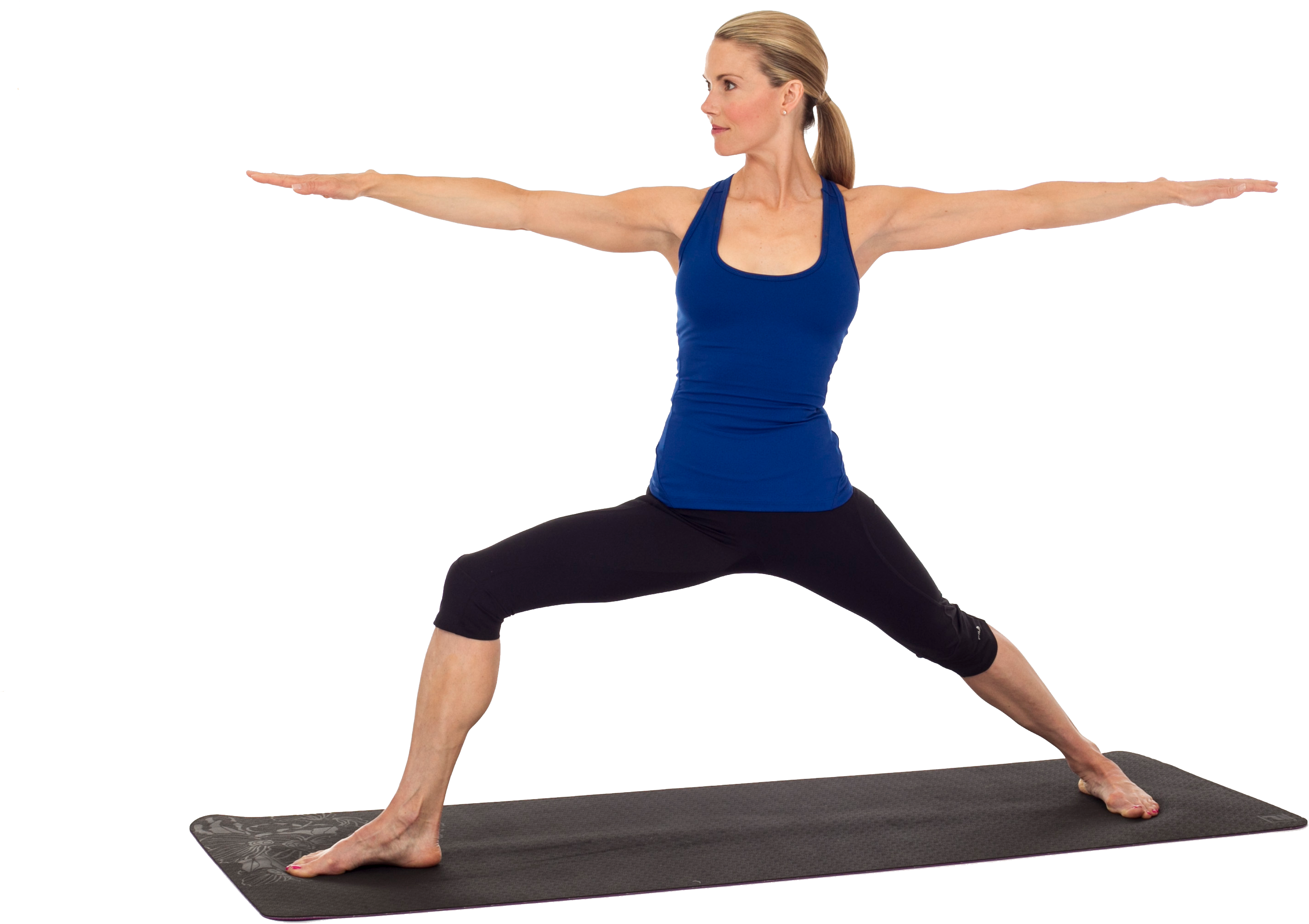 Woman Performing Warrior Pose Aerobics PNG Image