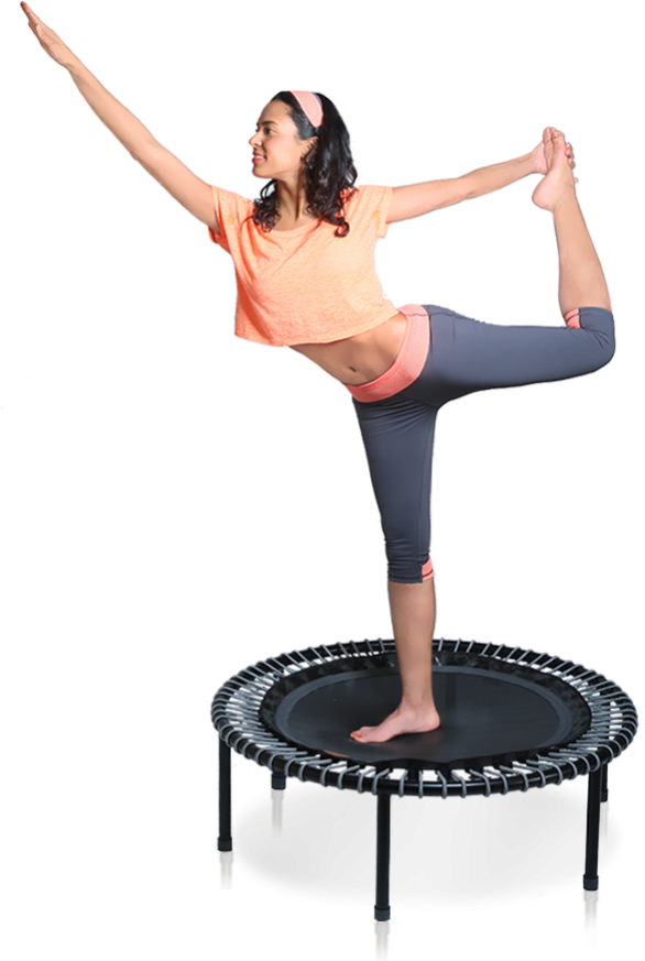 Woman Performing Yoga Poseon Trampoline PNG Image