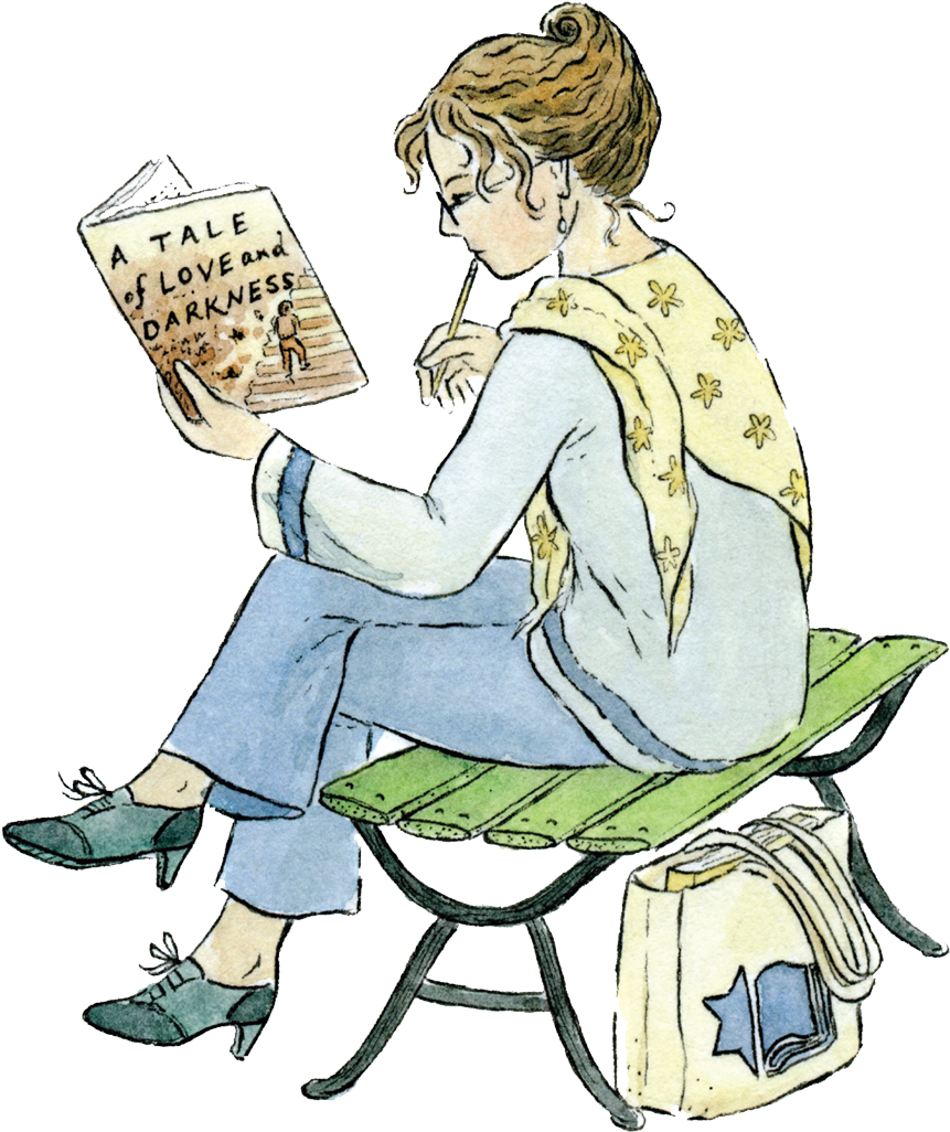 Woman Reading Book Park Bench Illustration PNG Image