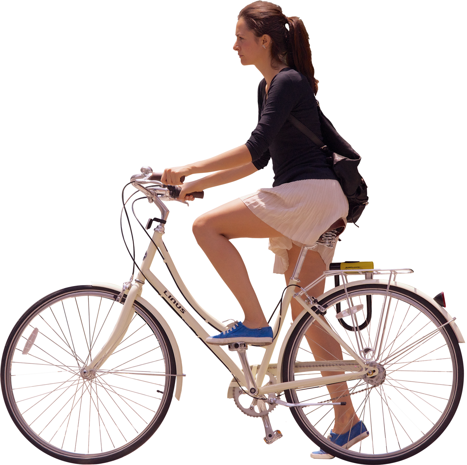 Woman Riding Bicycle Casually PNG Image