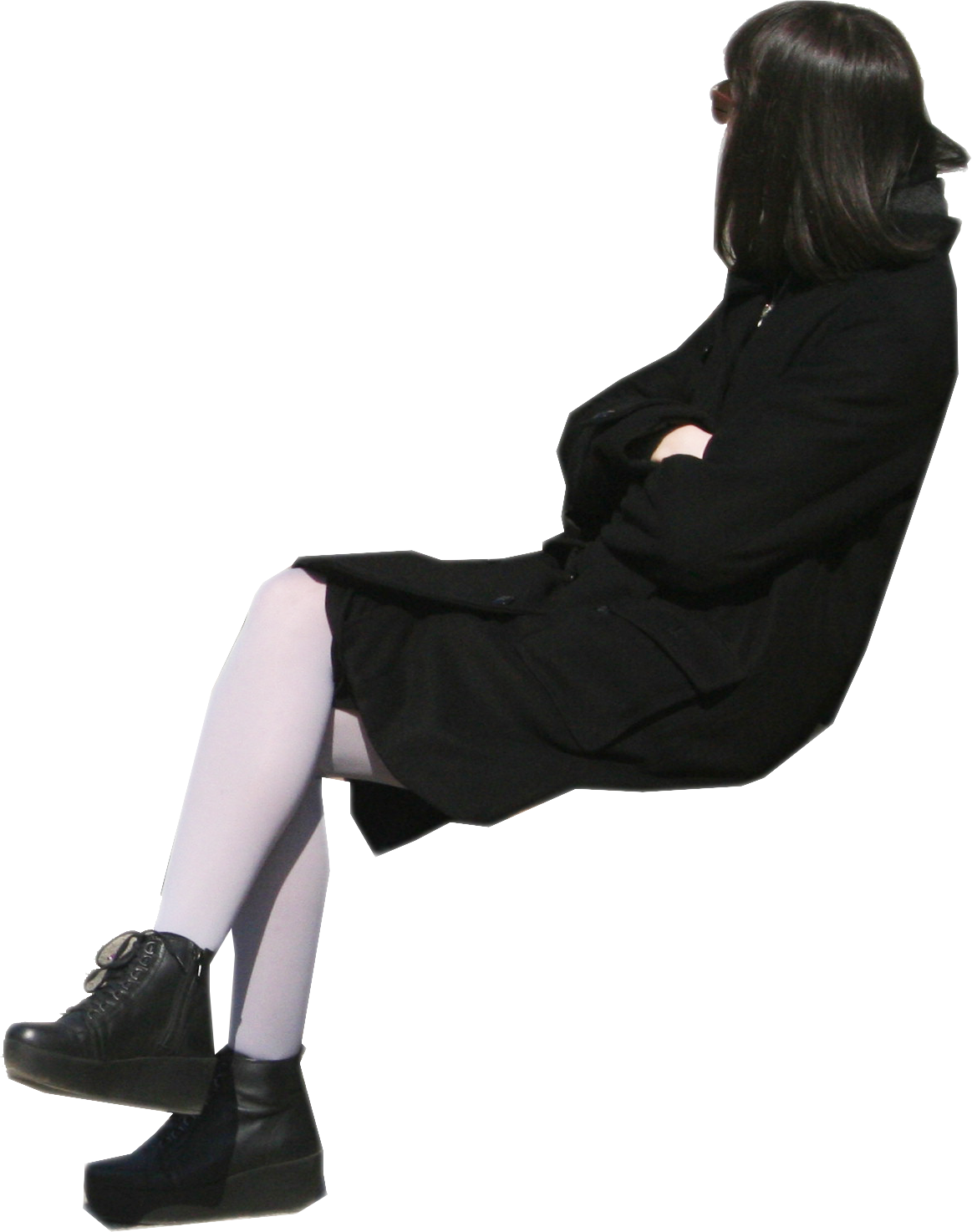 Woman Seated Invisible Chair Fashion PNG Image