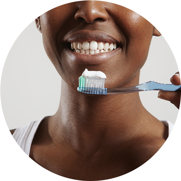 Woman Smiling With Toothbrush PNG Image