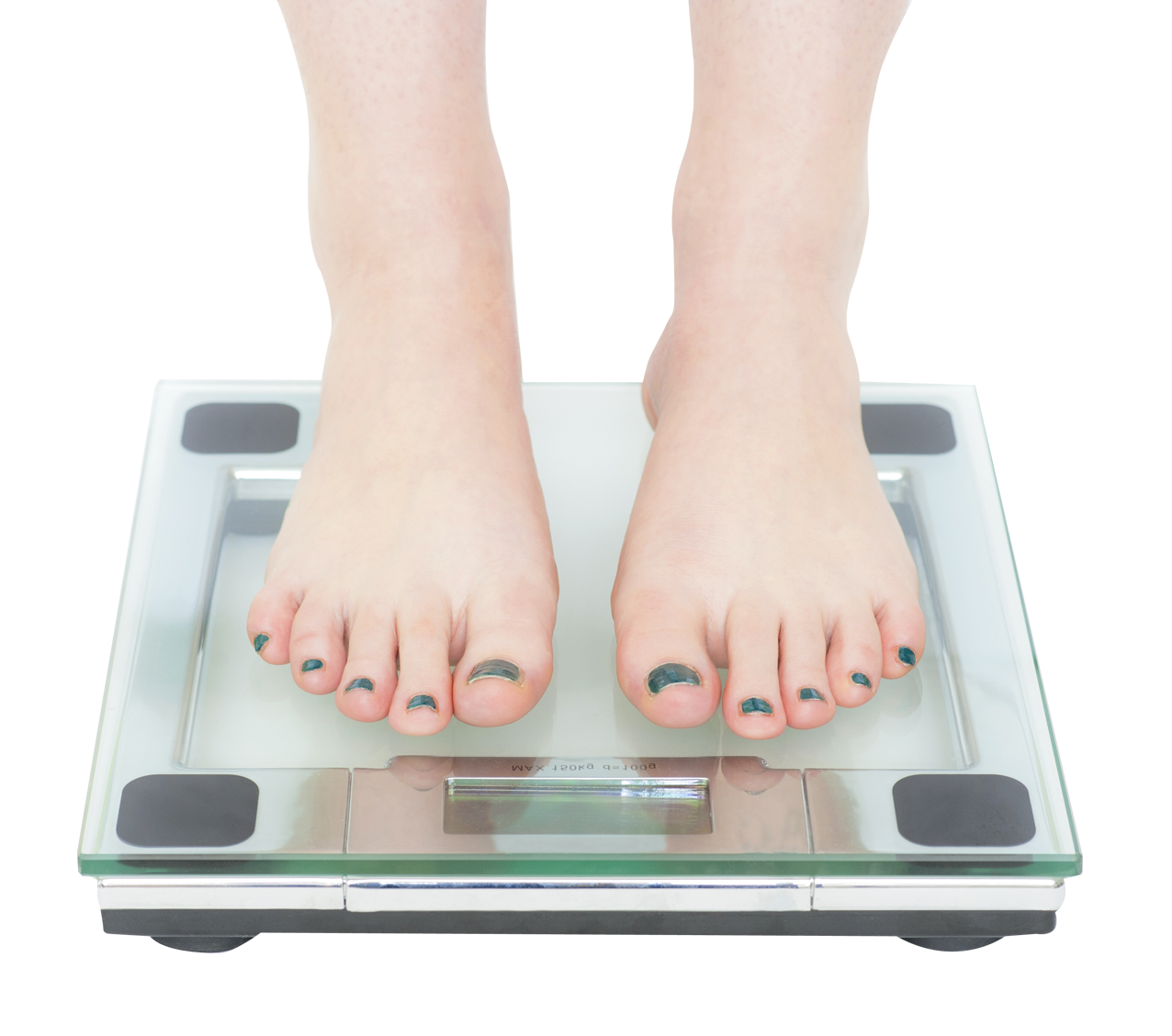 Woman Standingon Digital Scale PNG Image