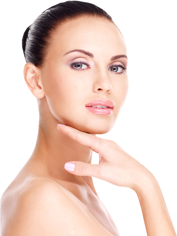 Woman Touching Neck Beauty Pose PNG Image