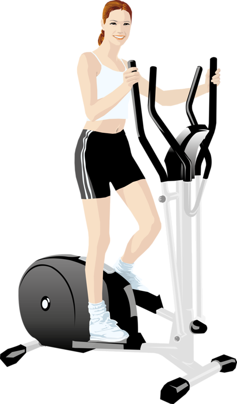 Woman Using Elliptical Trainer PNG Image