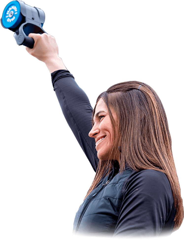 Woman Using Massage Gun PNG Image