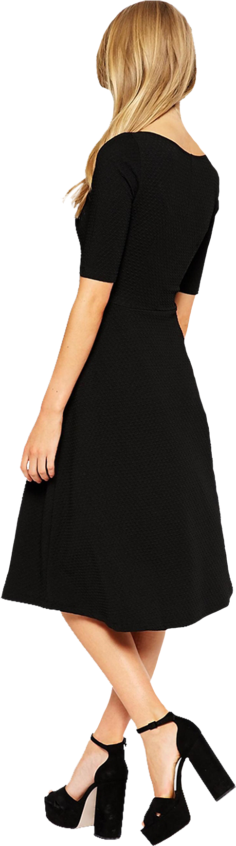 Woman Walking Awayin Black Dress PNG Image