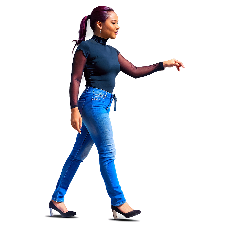 Woman Walking On Road Png Ffd PNG Image