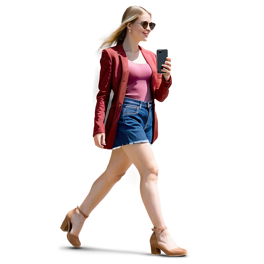 Woman Walking With Phone Png Kan PNG Image