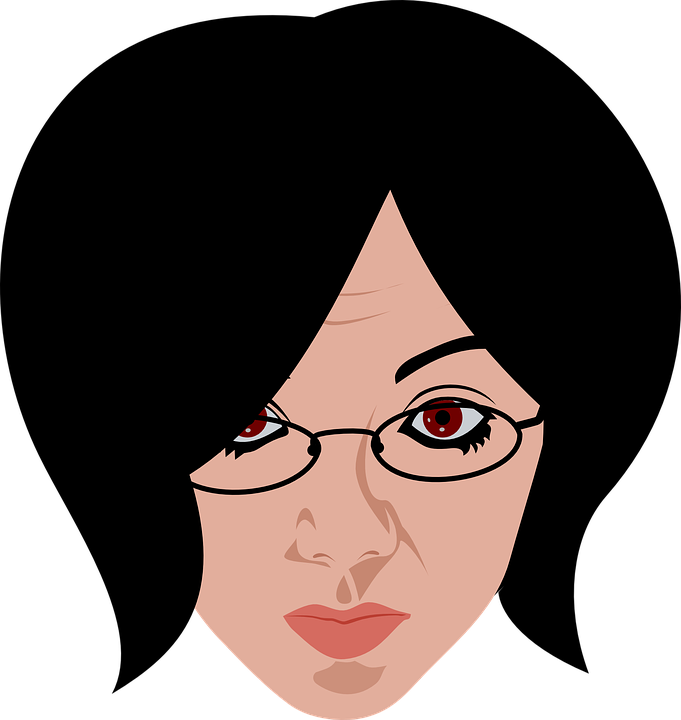 Woman Wearing Red Eyeglasses PNG Image