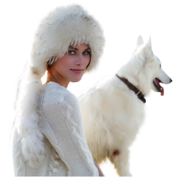 Womanand Samoyedin Harmony PNG Image