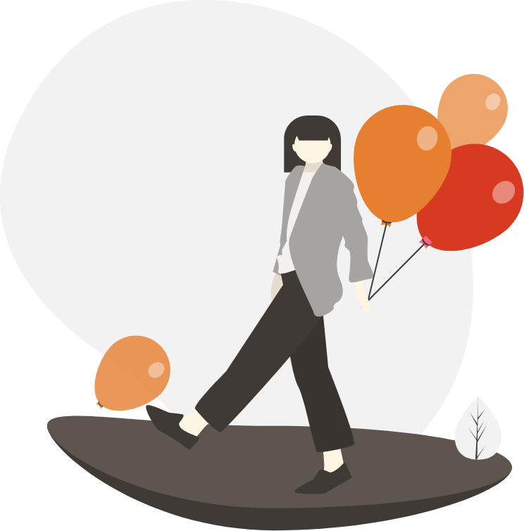 Womanwith Balloons Illustration PNG Image