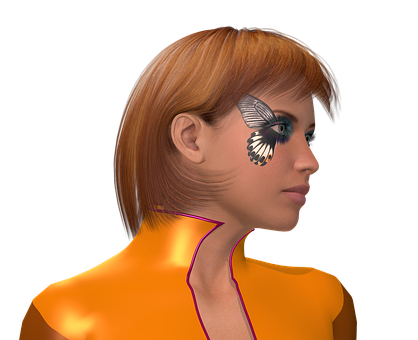 Womanwith Butterfly Eye Art PNG Image