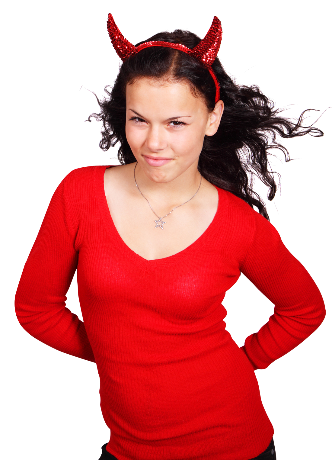 Womanwith Devil Horns PNG Image