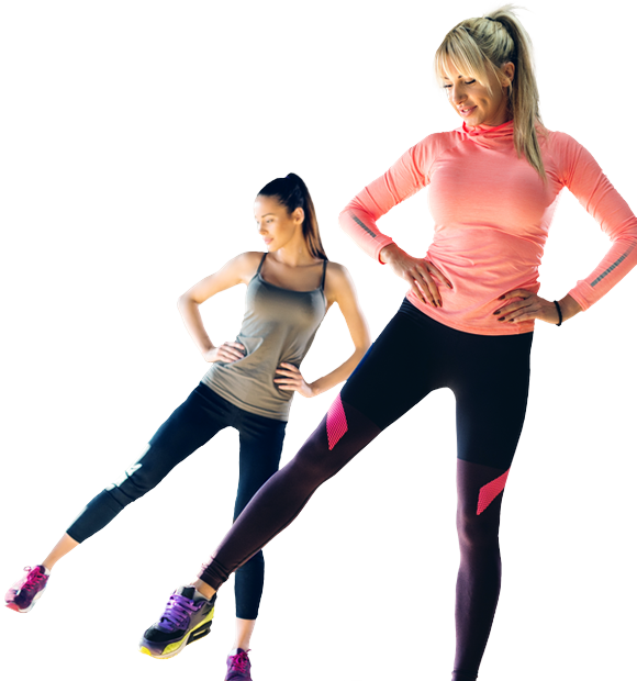 Women Performing Side Leg Raises Fitness Exercise PNG Image