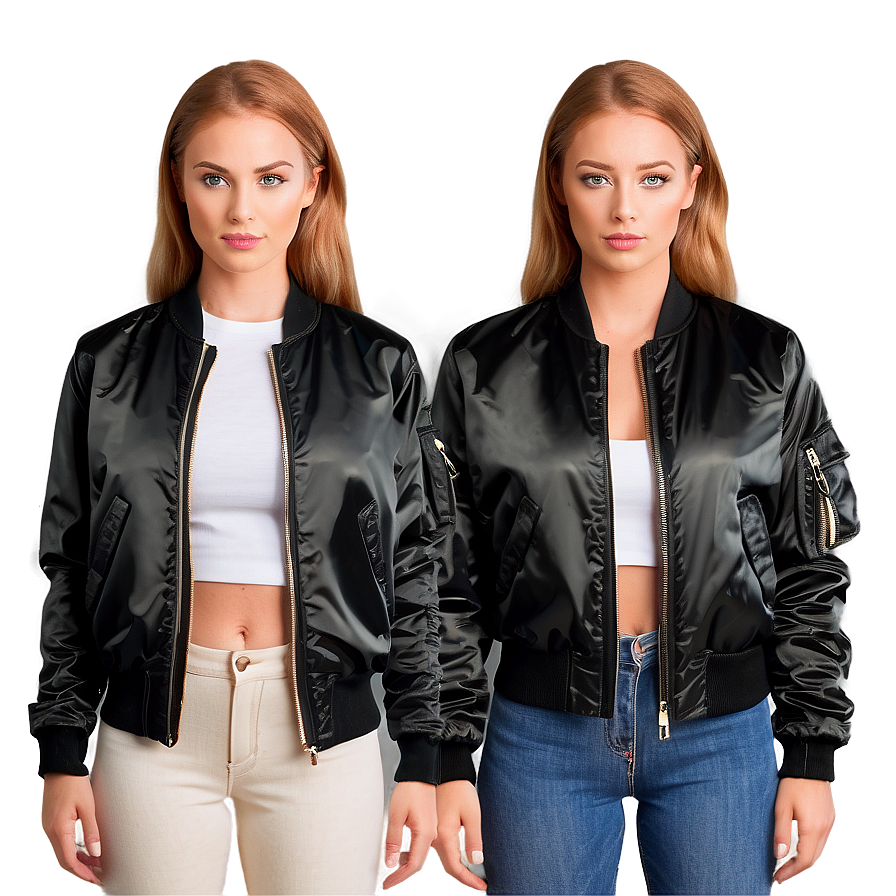 Women's Fitted Bomber Jacket Png Has PNG Image