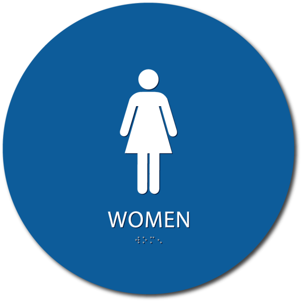 Womens Restroom Sign Blue Circle PNG Image