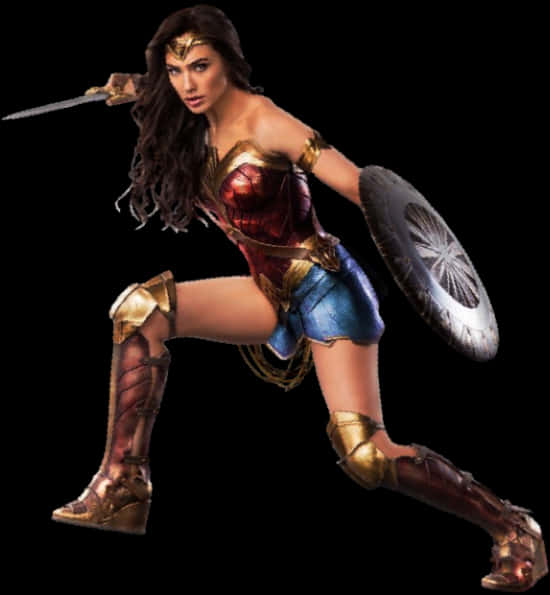 Wonder Woman Action Pose PNG Image