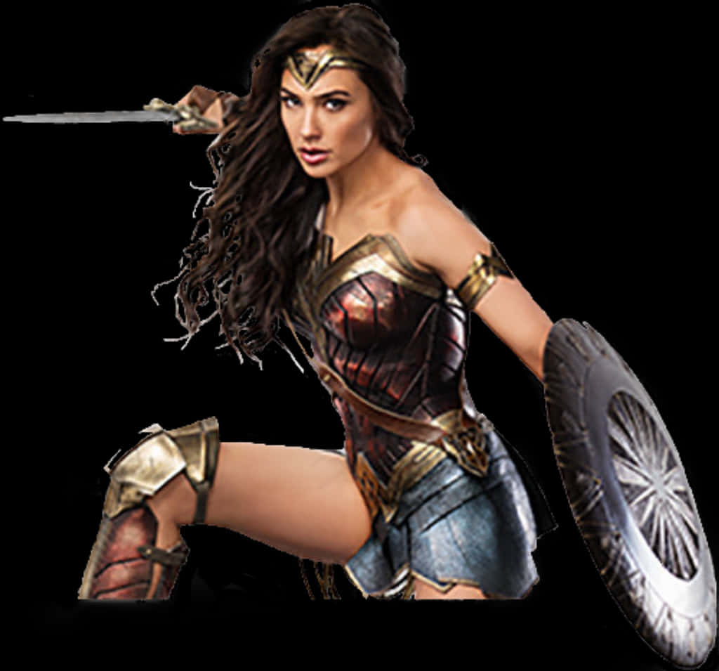 Wonder Woman Action Pose PNG Image