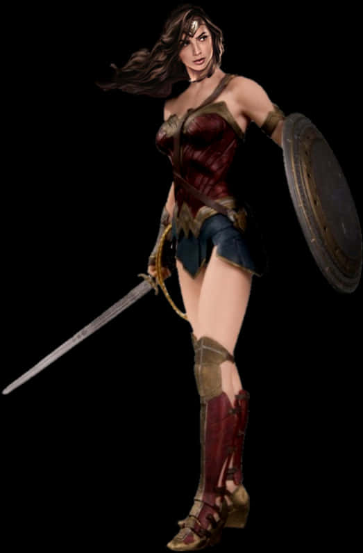 Wonder Woman Classic Pose PNG Image