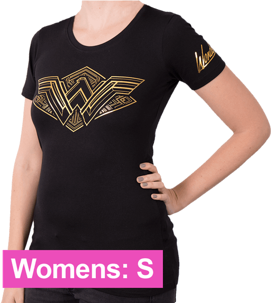 Wonder Woman Logo Black Tshirt Womens Small PNG Image