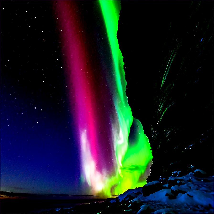 Wondrous Aurora Over Cliffs Png Ssh PNG Image