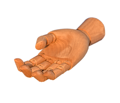 Wooden Articulated Hand Pose PNG Image