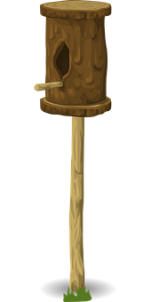 Wooden Birdhouseon Stand PNG Image