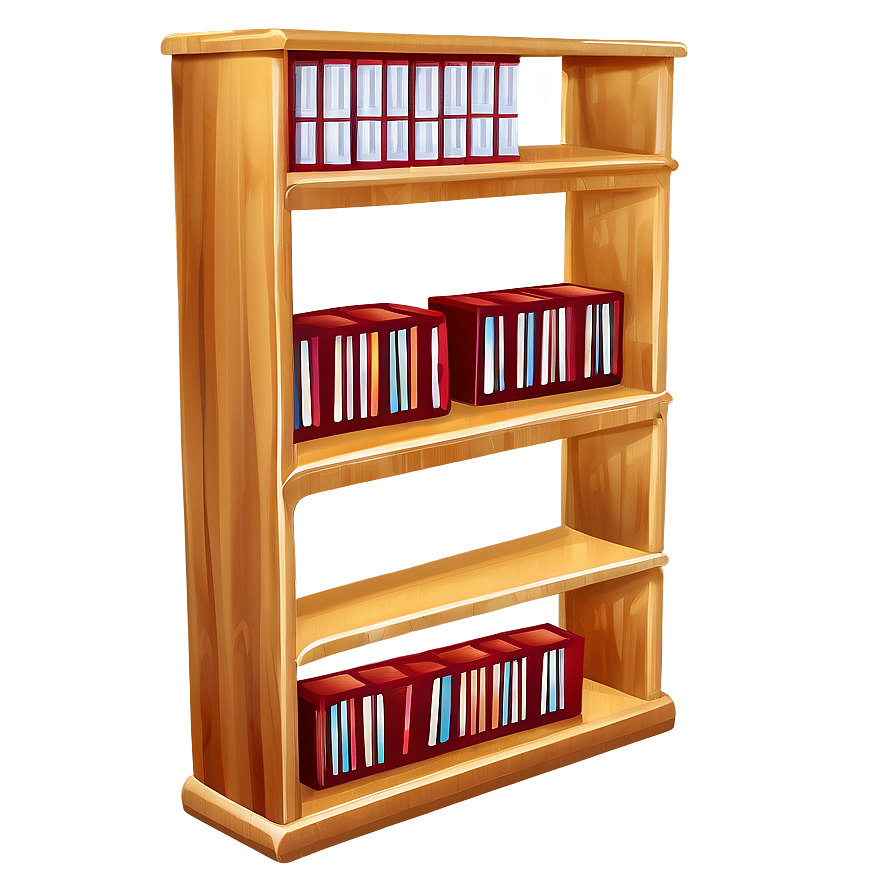 Wooden Bookshelf Illustration Png 05242024 PNG Image