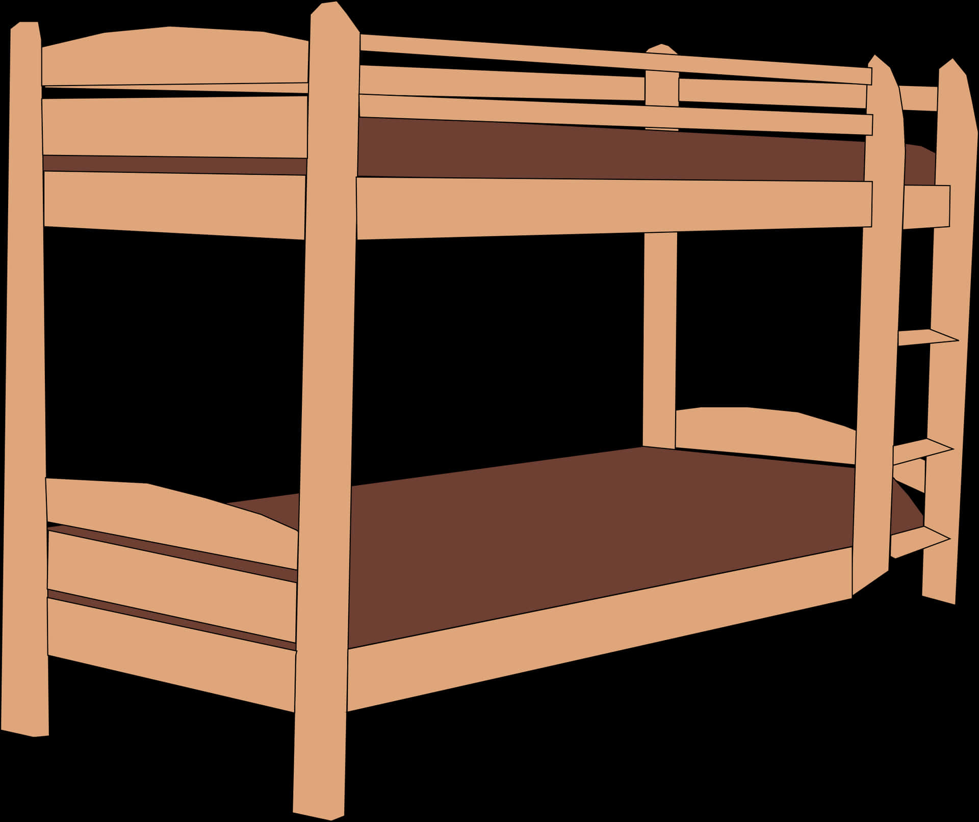 Wooden Bunk Bed Illustration PNG Image