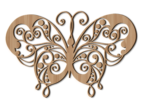 Wooden Butterfly Artwork PNG Image