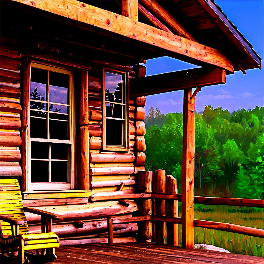 Wooden Cabin Porch View Png Jhp PNG Image