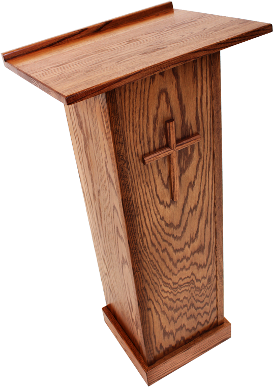 Wooden Church Podiumwith Cross PNG Image