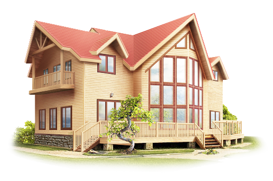 Wooden Country House Design PNG Image