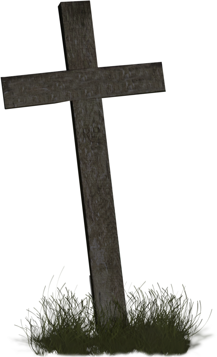 Wooden Cross Grave Marker PNG Image