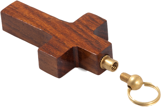 Wooden Cross Keychain PNG Image