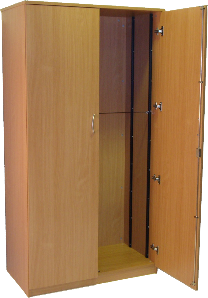 Wooden Cupboard Open Doors PNG Image